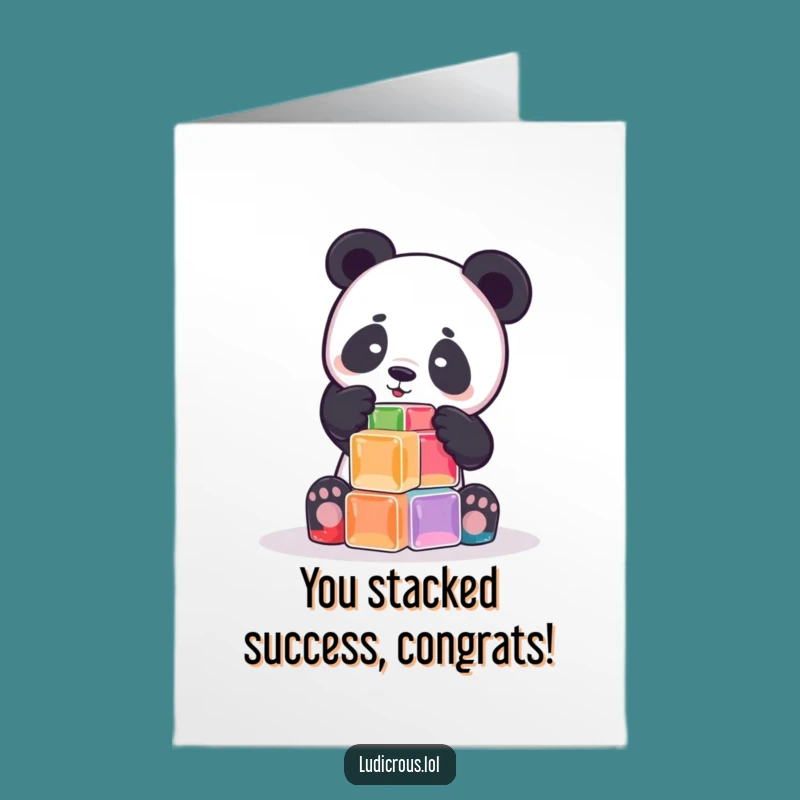 Funny Free Printable Congrats Card: Panda Jell-O Tower - Cute Downloadable