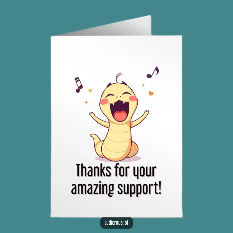 Free Printable Thank You Card: Opera Worm Expressing Gratitude - Quirky Download