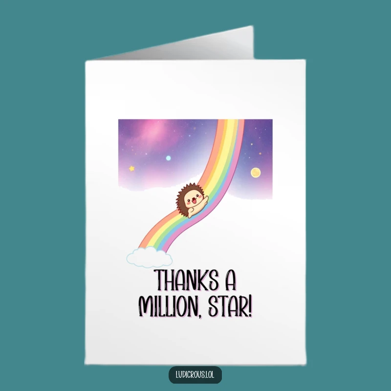 Free Printable Funny Hedgehog Thank You Card: Grateful for Your Stellar Kindness!