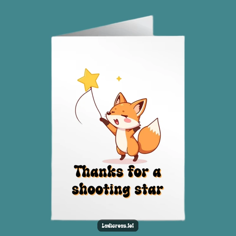 Free Printable Thank You Card: Fox Lassoing Star Funny Downloadable Gift