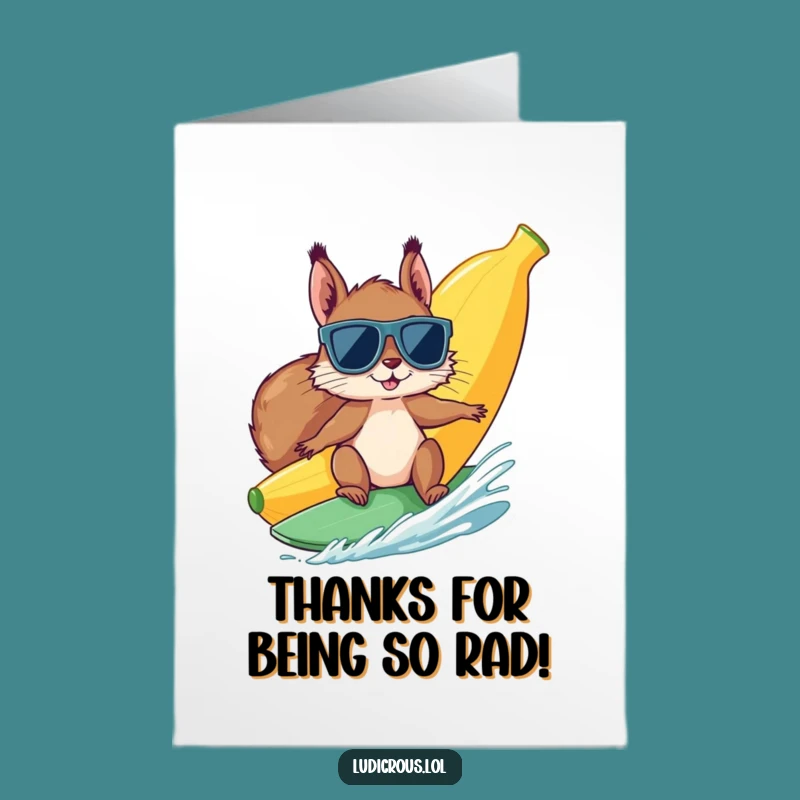 Free Printable Thank You Card: Hilarious Surfing Squirrel - Print at Home