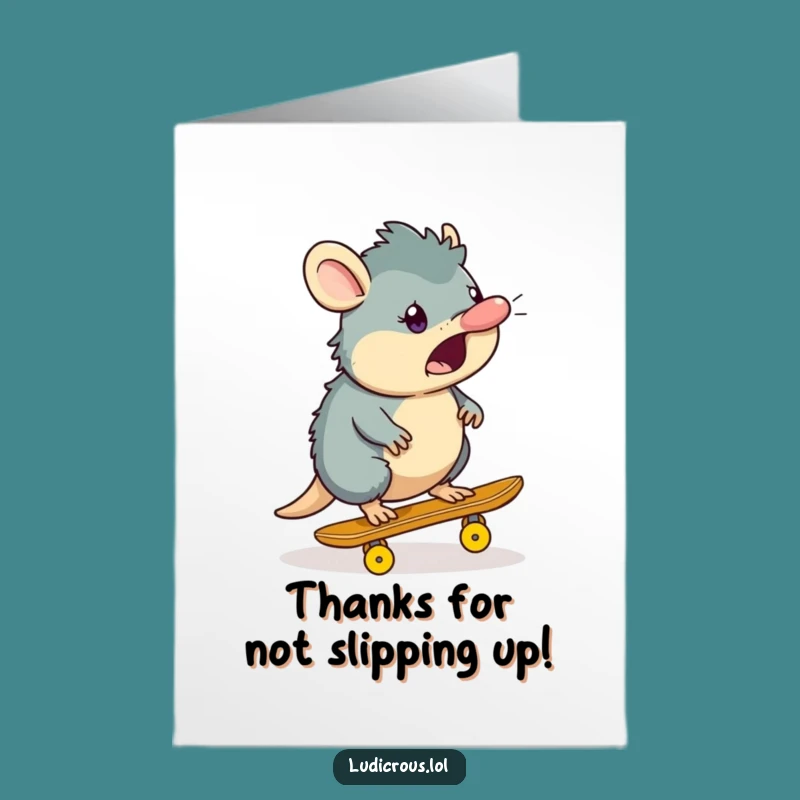 Free Printable Platypus Thank You Card: Banana Peel Skate Humor Card