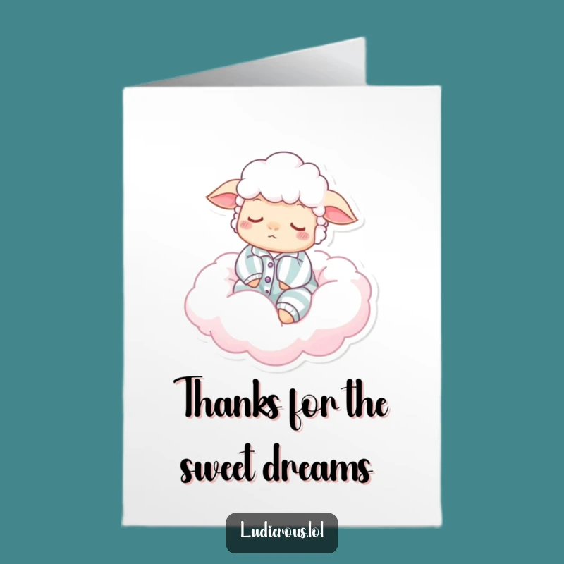 Free Printable Sleepy Sheep Thank You Card: Pajama Cloud Downloadable Gift for Gratitude