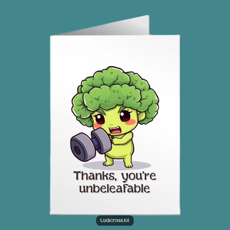 Healthy Free Printable Thank You Card: Broccoli's Workout, Downloadable Gratitude