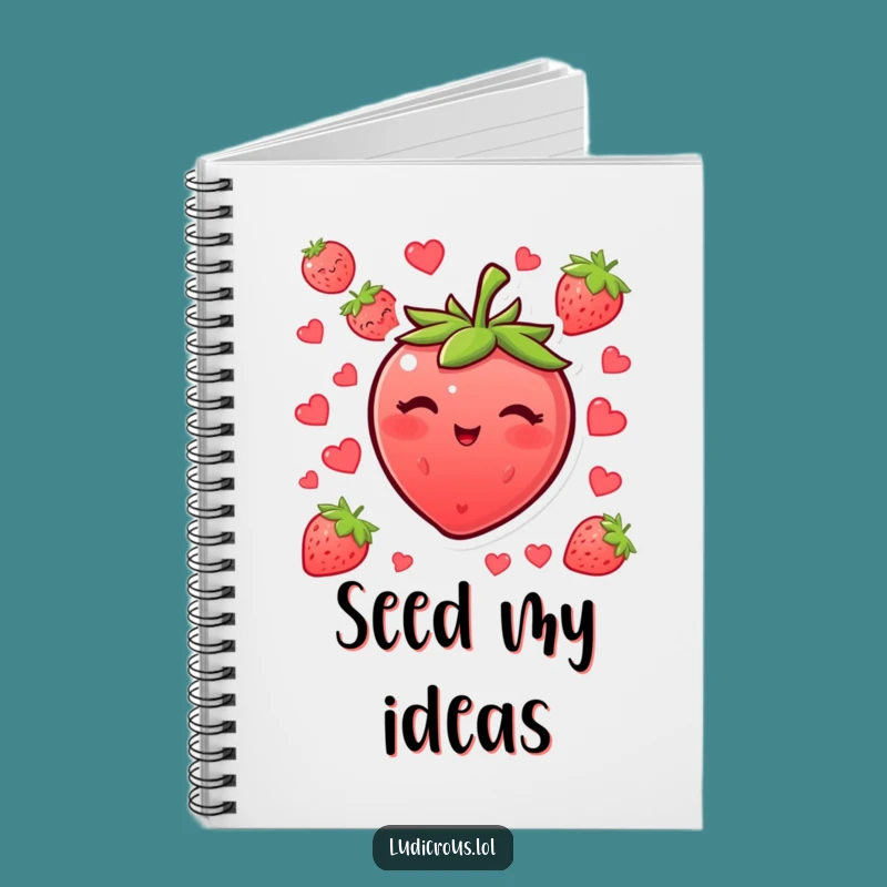 Funny Blushing Strawberry Wink Notebook - Jot Down Ideas with Fruity Flair & Humor