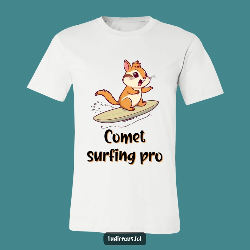 Funny Chipmunk Comet Surf T-Shirt - Exhilarating Space Adventure Tee