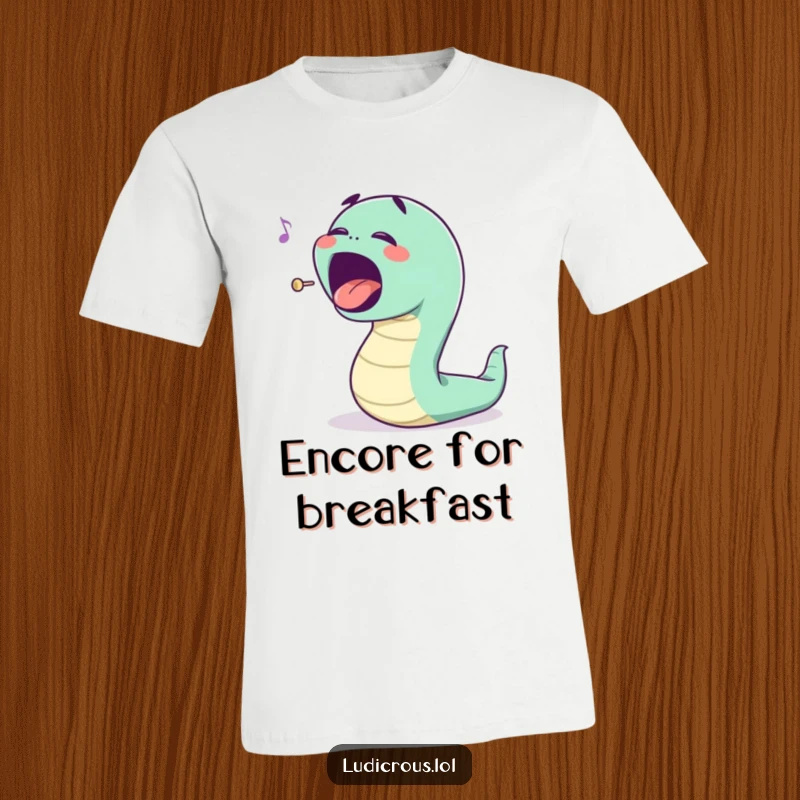 Funny bouncing worm character singing opera with an exaggerated mouth, this t-shirt is a loud and funny gift.