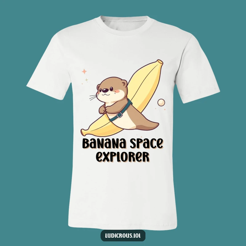 Funny Otter Banana Space Flight T-Shirt - Absurd Adventure Tee