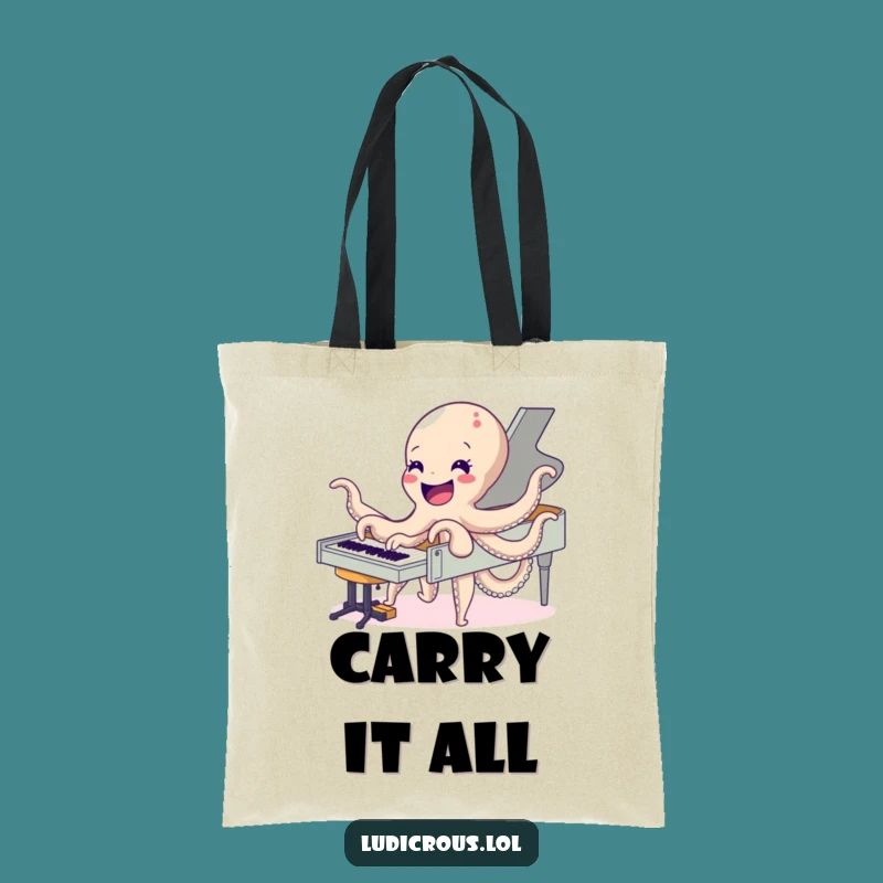 Funny Octopus Piano Tote Bag: Musician Character Carry-All, Perfect Hilarious Funny Gift!