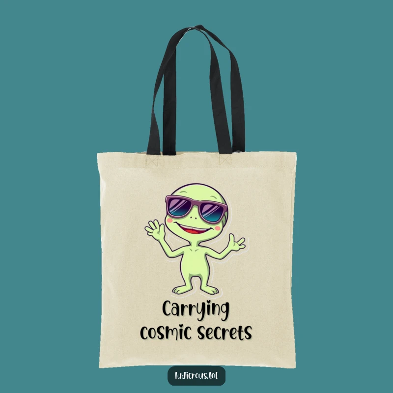 Funny Alien Tote Bag: Giggling Extraterrestrial Sunglasses, Hilarious Carry-All Gift
