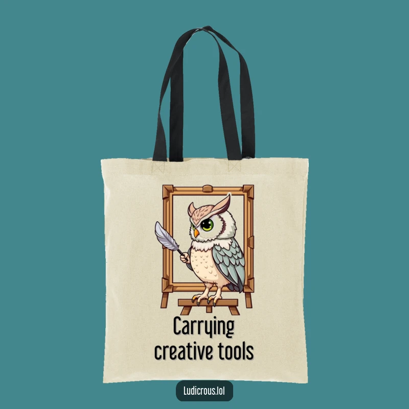 Funny Owl Painting Portrait Tote Bag: Carry Your Art Supplies with Style