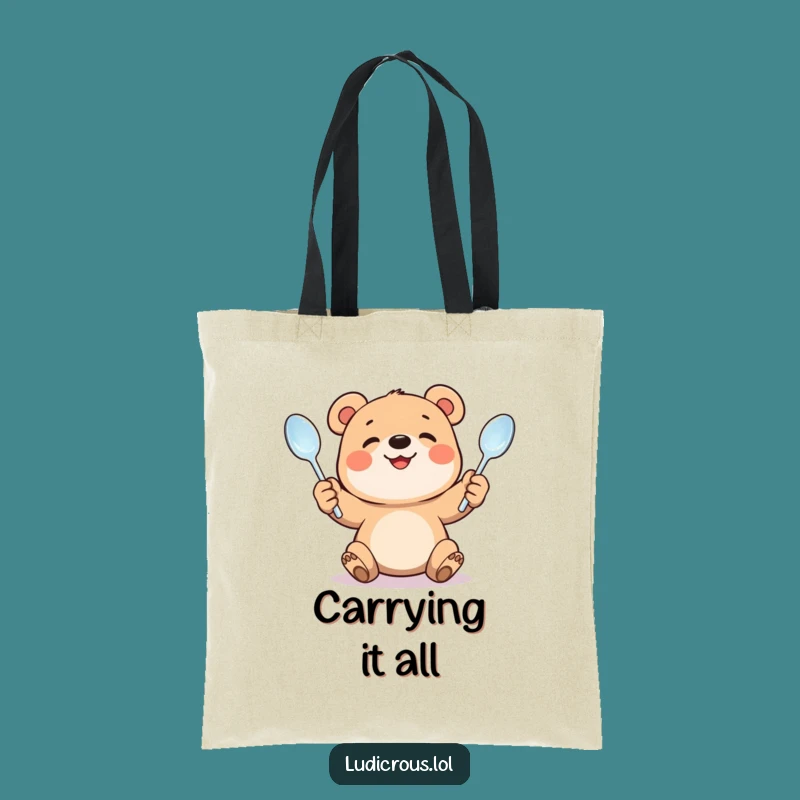 Funny Bear Cub Juggling Tote Bag - Carry Your Effort with Style, Your New Favorite Funny Gift