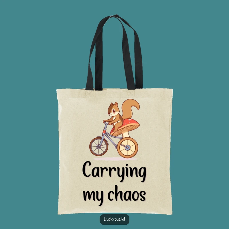 Funny Squirrel Mushroom Tote Bag - Bewildered Rider Carryall