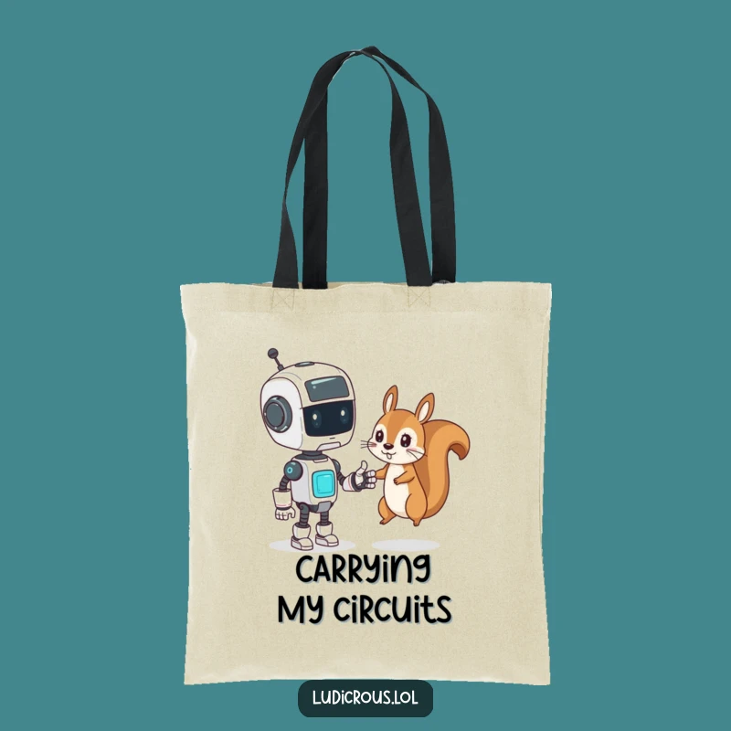 Funny Tote Bag - Robot Squirrel High Five - Tech & Quirky Gift!