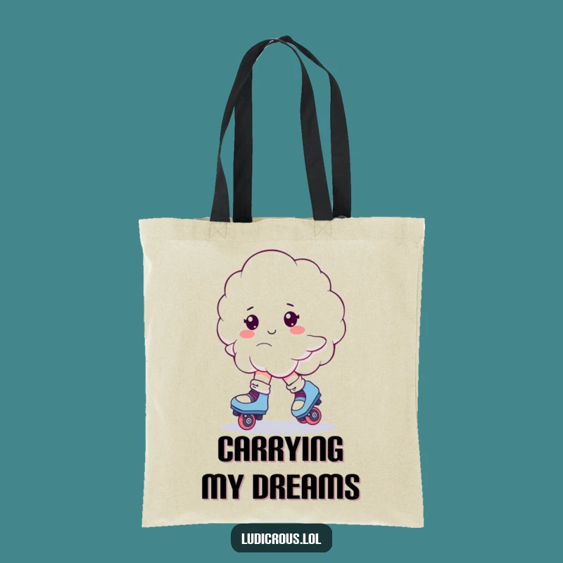 Funny Cloud Roller Skates Tote Bag: Carry Your Laughs - Perfect Gift!