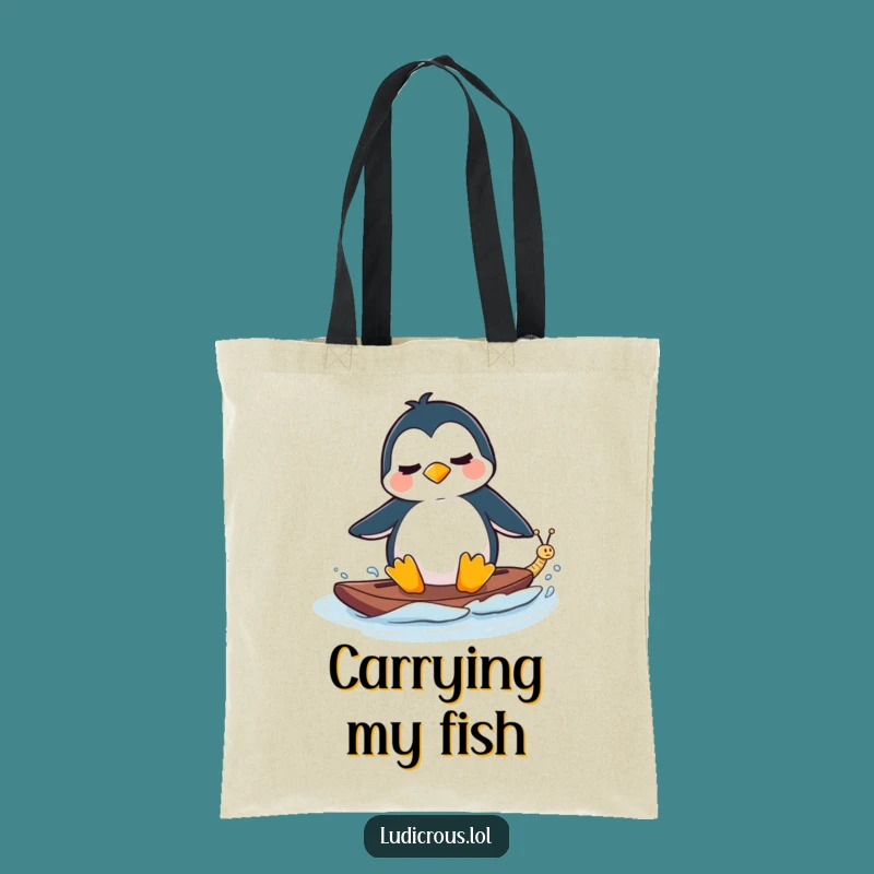 Funny Tote Bag - Penguin Waterskiing Snail - Quirky Animal Gift!