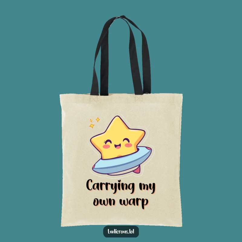 Funny Star Spaceship Tote Bag: Carry Your Laughs to the Stars