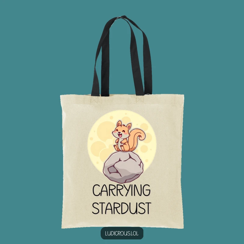 Funny Squirrel Moon Rock Tote Bag: Carry your essentials with galactic humor!