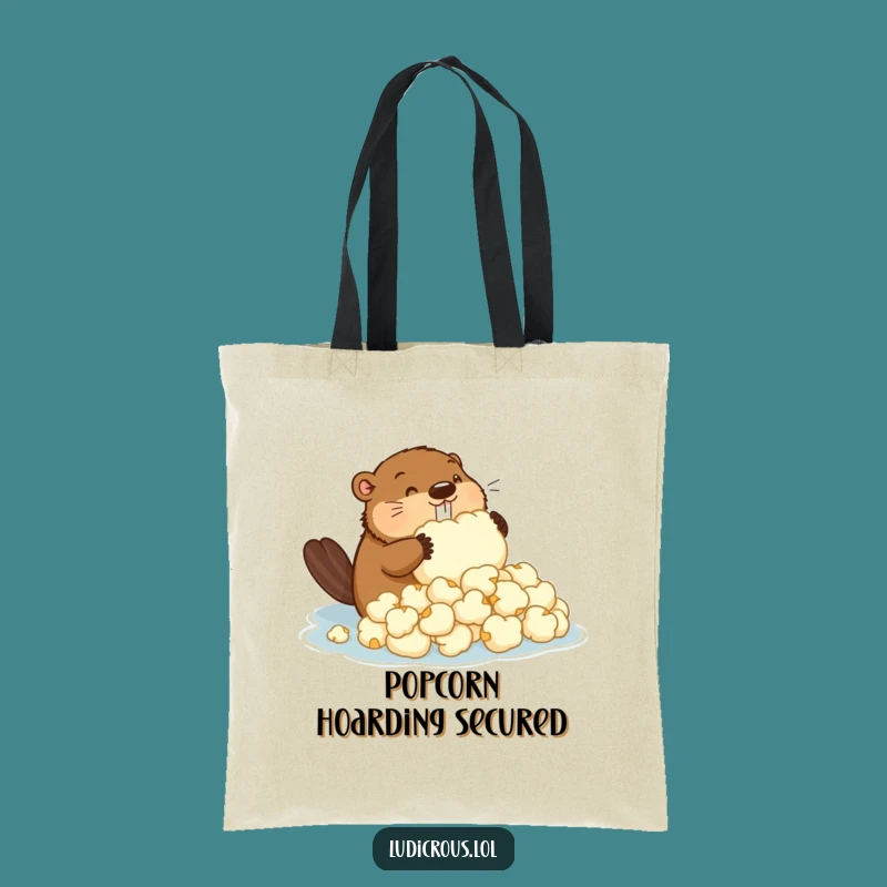 Funny Beaver Popcorn Dam Tote Bag: Carry Your Snacks and Laughs