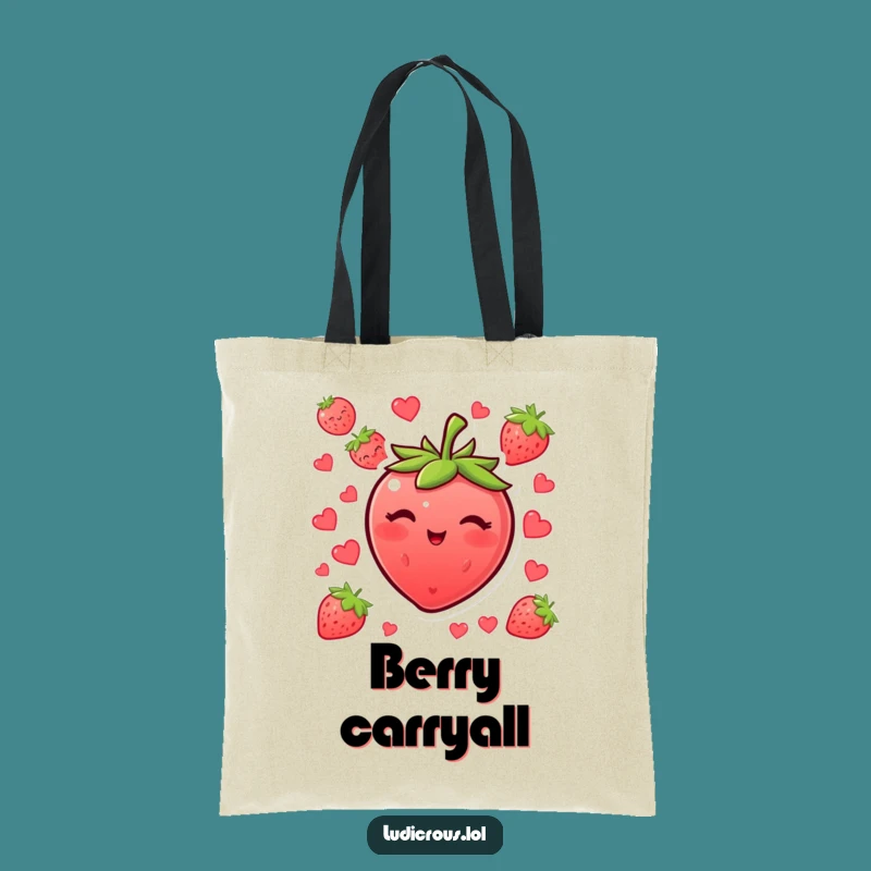 Funny Blushing Strawberry Wink Tote Bag - Stylish & Humorous Carry-All for Essentials