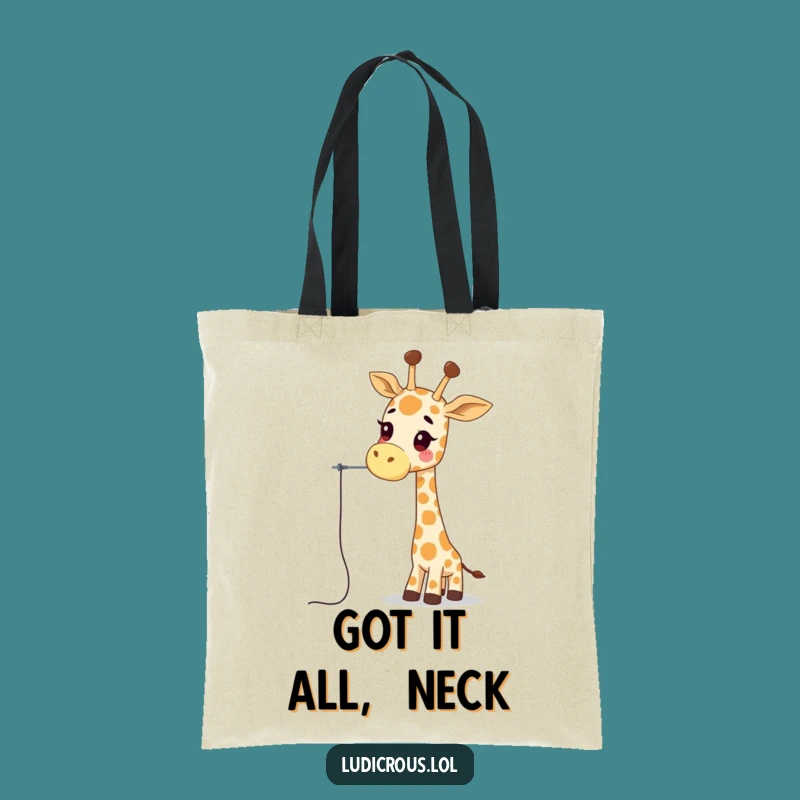 Funny Giraffe Tote Bag: Wobbly Neck Needle Art - Whimsical Gift