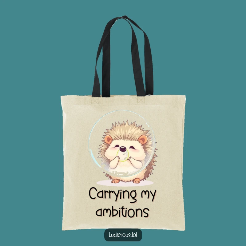 Funny Hedgehog Bubble Blow Funny Tote Bag Gift - Chic Prickle's Ambitious Shopping Fun
