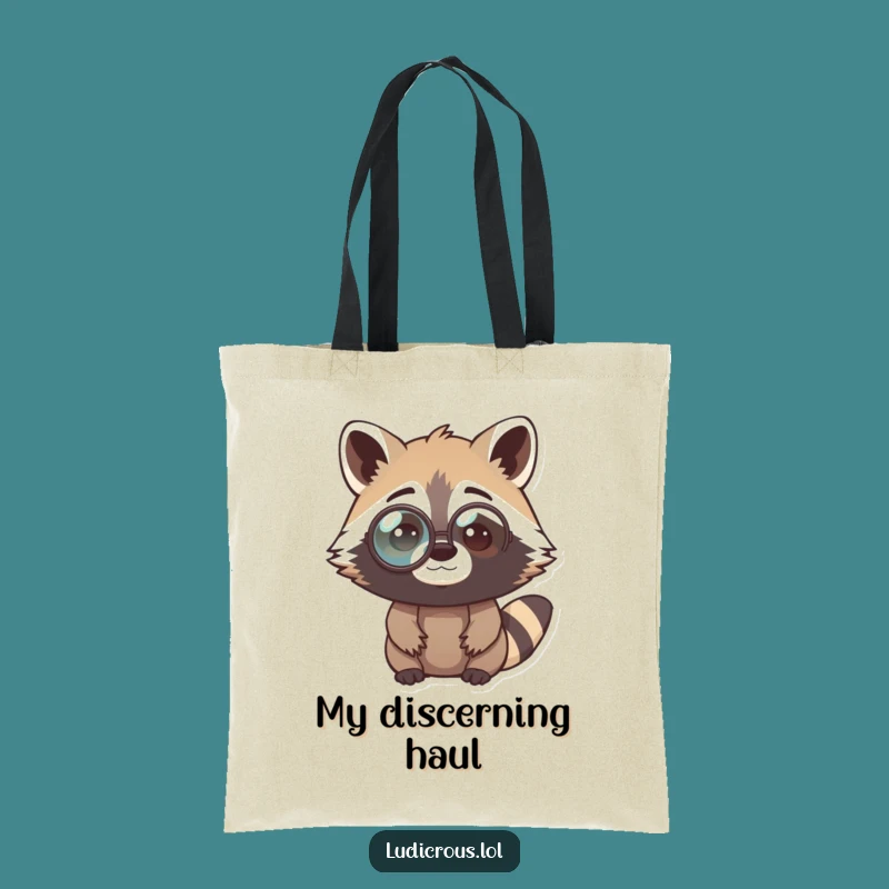 Funny Raccoon Monocle Tote Bag Gift - Chic Perplexed Bandit's Stylish Intellect