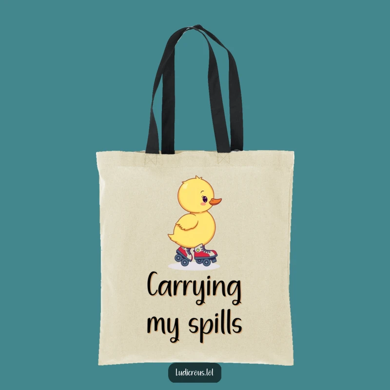 Funny Wobbly Duckling Skates Tote Bag: Carry Your Laughs and Fun